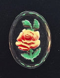 25x18mm Vintage German Glass Intaglio Yellow orange Rose Cameo Cabochon J146