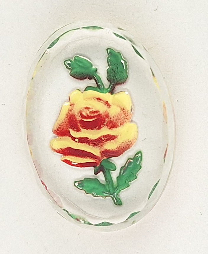 25x18mm Vintage German Glass Intaglio Yellow orange Rose Cameo Cabochon J146