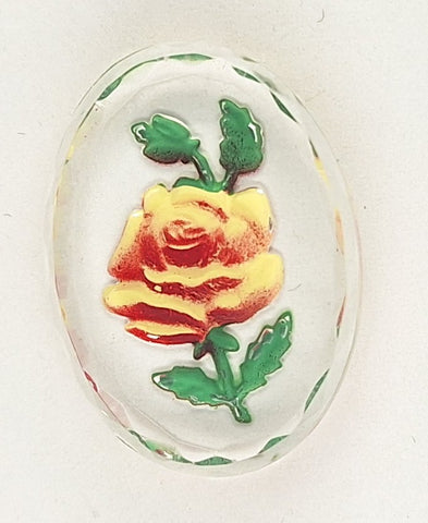 25x18mm Vintage German Glass Intaglio Yellow orange Rose Cameo Cabochon J146