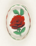 25x18mm Vintage German Glass Intaglio Red Rose Cameo Cabochon J147