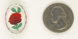 25x18mm Vintage German Glass Intaglio Red Rose Cameo Cabochon J147