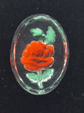18x13mm Vintage German Glass Intaglio Yellow orange Rose Cameo Cabochon J148