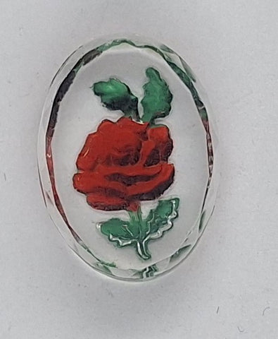 18x13mm Vintage German Glass Intaglio Yellow orange Rose Cameo Cabochon J148