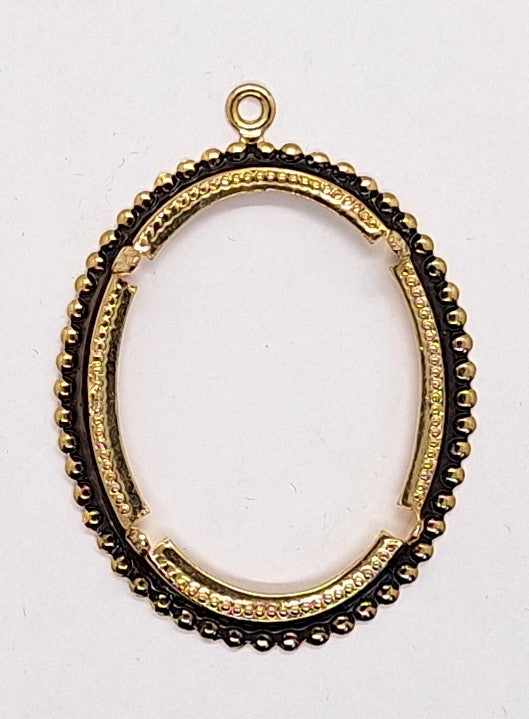 40x30mm Gold Open Back Cabochon Cameo Prong Setting with ring J150