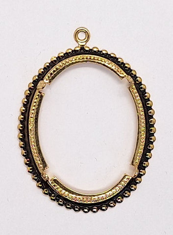 40x30mm Gold Open Back Cabochon Cameo Prong Setting with ring J150