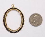 40x30mm Gold Open Back Cabochon Cameo Prong Setting with ring J150