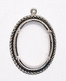 25x18mm Silver Open Back Cabochon Cameo Prong Setting with ring J152