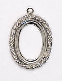 25x18mm Silver Open Back Cabochon Cameo Prong Setting with ring J153
