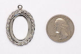 25x18mm Silver Open Back Cabochon Cameo Prong Setting with ring J153