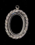 25x18mm Silver Open Back Cabochon Cameo Prong Setting with ring J153