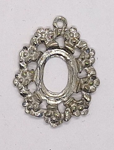 18x13mm Antique Silver Open Back Cabochon Cameo Setting with ring J154