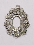 18x13mm Antique Silver Open Back Cabochon Cameo Setting with ring J154