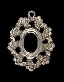 18x13mm Antique Silver Open Back Cabochon Cameo Setting with ring J154