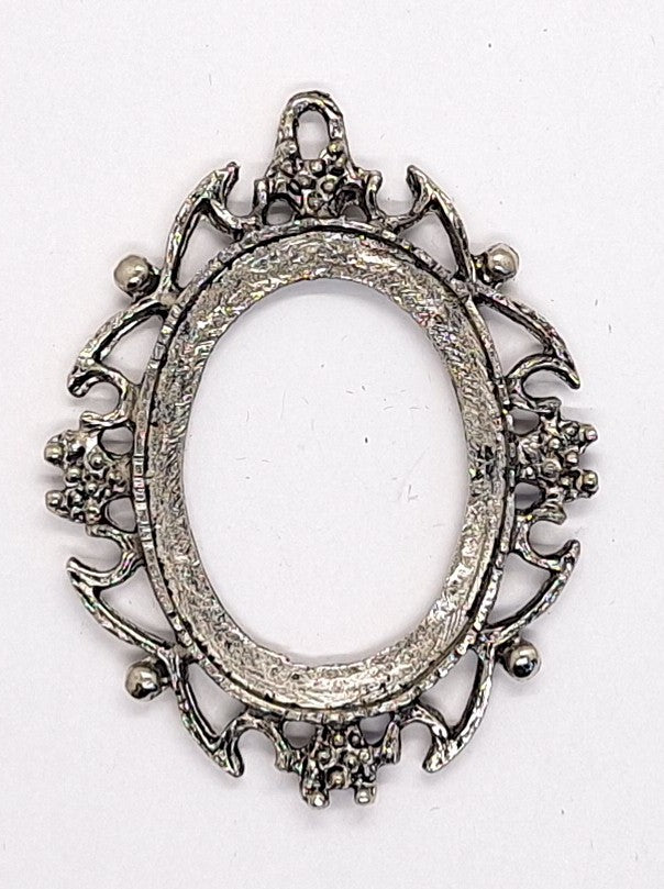 40x30mm Antique Silver Open Back Cabochon Cameo Setting with ring J155