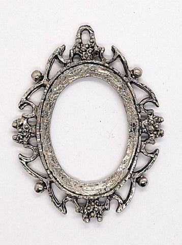 40x30mm Antique Silver Open Back Cabochon Cameo Setting with ring J155