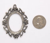 40x30mm Antique Silver Open Back Cabochon Cameo Setting with ring J155