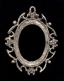 40x30mm Antique Silver Open Back Cabochon Cameo Setting with ring J155