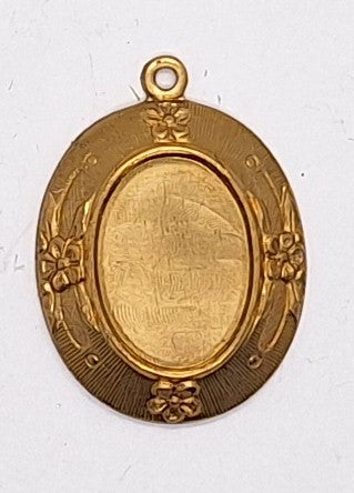 18x13mm Vintage Raw Brass Cabochon Setting with ring J157