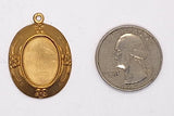18x13mm Vintage Raw Brass Cabochon Setting with ring J157
