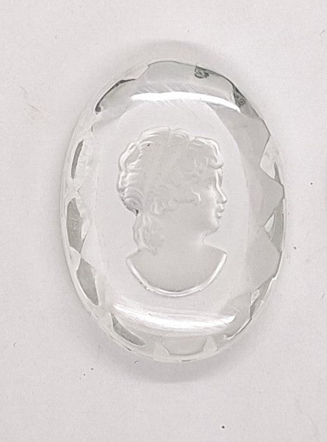 40x30mm Clear Vintage German Glass Intaglio Woman Cameo Cabochon J163