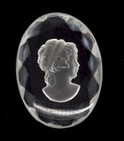 40x30mm Clear Vintage German Glass Intaglio Woman Cameo Cabochon J163
