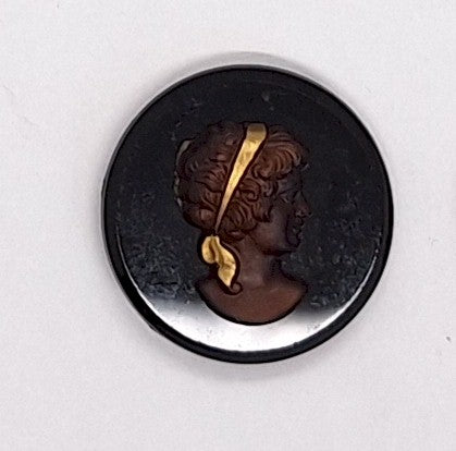 25mm Vintage German Brown Glass Woman Cameo Cabochon J164