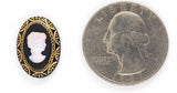 18x13mm Vintage Iridescent German Woman Gold Trim Glass Flat Back Cameo J166