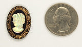 25x18mm Vintage Iridescent German Woman Gold Trim Glass Flat Back Cameo J167