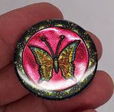 35mm Vintage German Glass Iridescent Butterfly Cabochon Cameo Reverse Intaglio  Rare J170