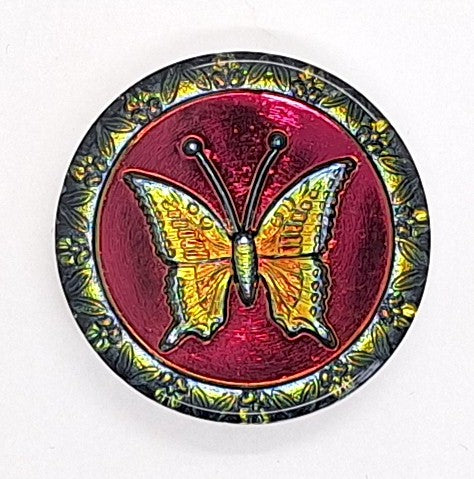 35mm Vintage German Glass Iridescent Butterfly Cabochon Cameo Reverse Intaglio  Rare J170
