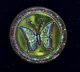35mm Vintage German Glass Green Iridescent Butterfly Cabochon Cameo Reverse Intaglio  Rare J171