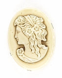18x13mm Vintage German Milk Glass Woman Cameo Cabochon J172