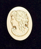 18x13mm Vintage German Milk Glass Woman Cameo Cabochon J172