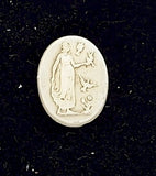 10x8mm Vintage German Milk Glass Cameo Woman with Birds Oval Cabochon J175