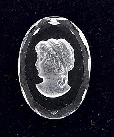 25x18mm Clear Vintage German Glass Intaglio Woman Cameo Cabochon J182