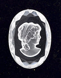 25x18mm Clear Vintage German Glass Intaglio Woman Cameo Cabochon J183