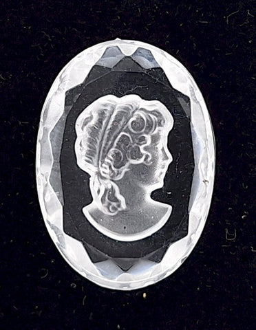 25x18mm Clear Vintage German Glass Intaglio Woman Cameo Cabochon J183