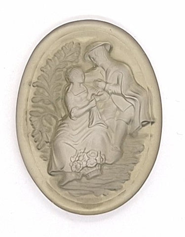 40x30mm Clear Smokey Vintage German Glass Intaglio Romance Cameo Cabochon J184