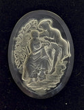 40x30mm Clear Smokey Vintage German Glass Intaglio Romance Cameo Cabochon J184