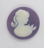 25mm Purple and White Ponytail Girl Resin Cameo J185