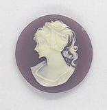 18mm Purple and White Ponytail Girl Resin Cameo J186