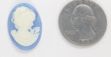 25x18mm Blue and White Woman with Short Hair Resin Cameo Cabochon J191