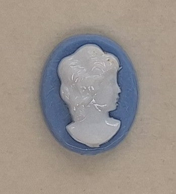 12x10mm Vintage German Wedgewood Blue and White Woman Resin Cameo Cabochon J196
