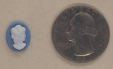 12x10mm Vintage German Wedgewood Blue and White Woman Resin Cameo Cabochon J196