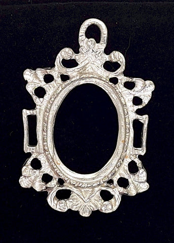 25x18mm Silver Open Back Cabochon Cameo Setting with ring J201