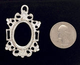 25x18mm Silver Open Back Cabochon Cameo Setting with ring J201