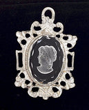 25x18mm Silver Open Back Cabochon Cameo Setting with ring J201