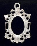 25x18mm Silver Open Back Cabochon Cameo Setting with ring J201