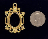 25x18mm Gold Open Back Cabochon Cameo Setting with ring J202