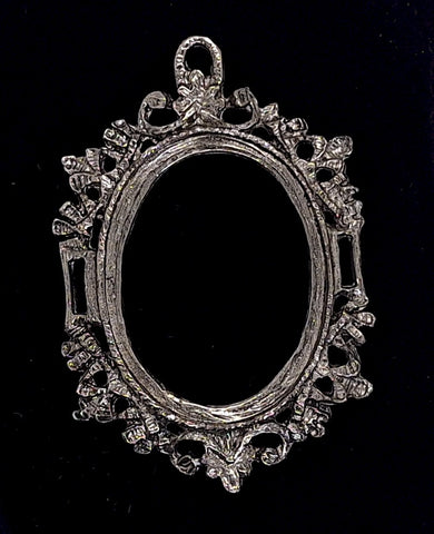 40x30mm Antique Silver Open Back Cabochon Cameo Setting with ring J203